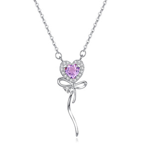 S925 sterling silver Ocean Heart <b>necklace</b> for women Natural crystal stone pendant with <b>delicate</b> mosaic wholesale - Product Image 1