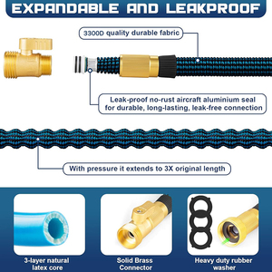 100 Ft Expandable <b>Rubber</b> Water with 10 Functions Nozzle and Solid Fittings for Car Washing - Product Image 4