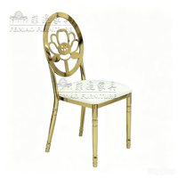 Chaise de mariage empilable en métal doré chromé avec motif floral pour événements