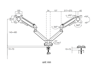 Nuovo stile di caldo <span class=keywords><strong>monitor</strong></span> montaggio vesa 75*75-100*100 a <span class=keywords><strong>doppio</strong></span> braccio a gas molla da tavolo per computer <span class=keywords><strong>staffa</strong></span> per ufficio - Product Image 4
