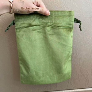 Sac à cordon en velours vert foncé de grande taille pour bijoux, cosmétiques, perruques, huiles essentielles, avec option de logo personnalisé, sac à main unisexe - Product Image 6