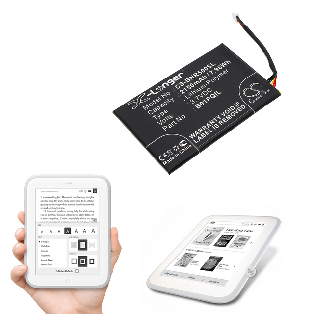Battery for Barnes & Noble Nook Glowlight , Glowlight WiFi, BNRV500, B01PQIL 2150mAh