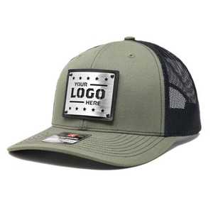 Custom Embroidery Leather Patch Fitted Baseball Caps <b>Camo</b> Trucker <b>Hat</b> Richardson 115 6 Panel Richardson 112 Trucker <b>Hat</b> - Product Image 4