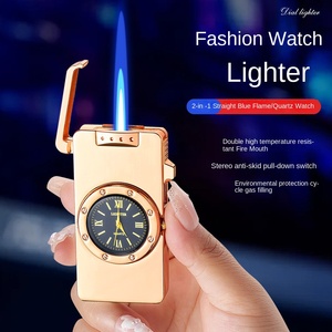 Direct Factory Sales Modern HF647 Inflatable Blue Flame Lighter Metal Drawing Craft Watch Business <strong>Gift</strong> for Giveaways - Product Image 2