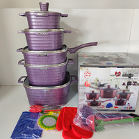 Batterie de cuisine de luxe 21 pièces en aluminium, nouvelle collection, casseroles écologiques pour usage domestique, incluant une marmite et une cocotte carrée – Vente Flash