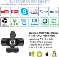 1080P USB Komputer Webcam dengan Mikrofon untuk Windows Mac OS PC, Laptop, Desktop untuk Live Streaming, Video Call, Konferensi Dll