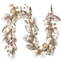 Eaglepresentes decoração de casa, bolas de cascata de inverno pinha artificial agulha pré-iluminada guirlanda de árvore de natal com luz led