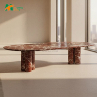 Table à manger en pierre moderne de luxe MT STONE - Plateau en marbre naturel, meubles de salle à manger pour villa et hôtel (tailles personnalisées), table en marbre