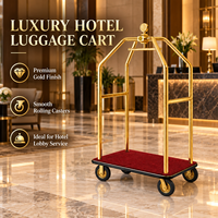 Gold-Diamant-Vogelkäfig-Koffer-Trolley mit Spiegel, goldfarbener Spiegelstahl, roter Teppich, 8-Zoll-Rollen mit leisem Lauf, für 5-Sterne-Hotels