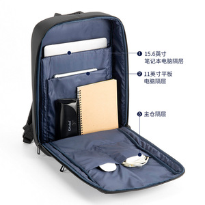 Kingsons Laptop <b>Backpack</b> 16 Inch Waterproof Business Travel Men's <b>Backpack</b> Solid Color <b>Black</b> - Product Image 4