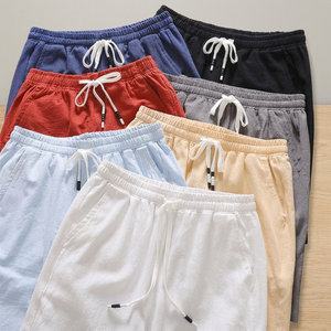 Shorts décontractés pour hommes en lin 100% respirant, anti-froissement, taille élastique, tissés, grandes tailles, vente chaude, directement du Bangladesh - Product Image 2