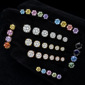 Boucles d'oreilles en diamant VVS en gros, prix d'usine, argent sterling 925, coupe ronde, 5 mm, 6,5 mm, 8 mm, boucles d'oreilles en moissanite pour hommes et femmes - Product Image 2