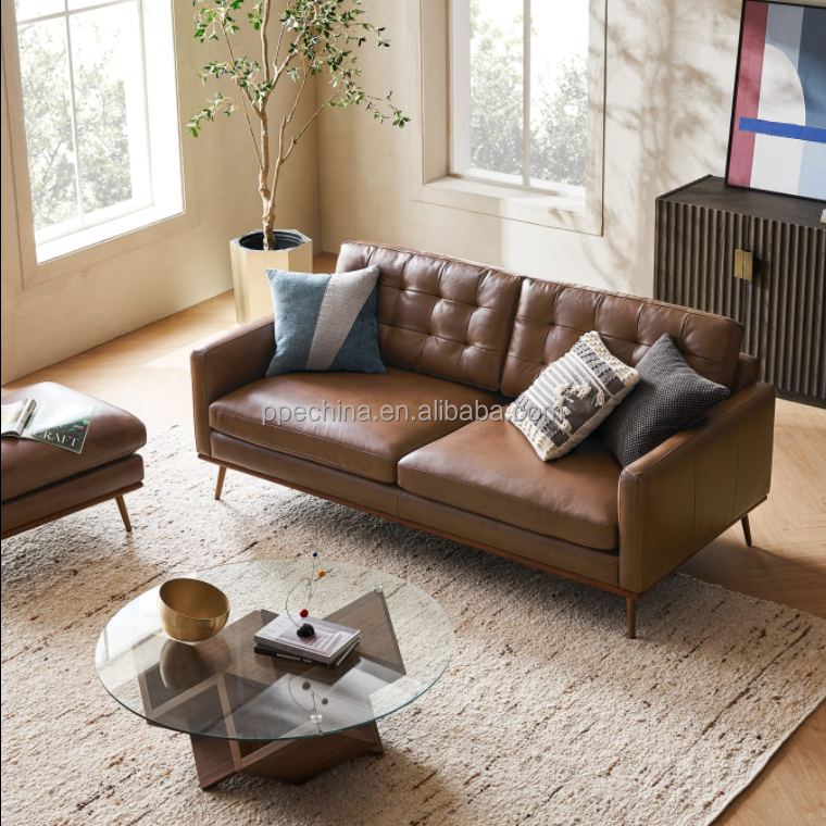Italian leather sofa modern couch living room leather fabric customized high back comfortable home use sofa