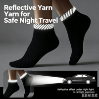 Chaussettes de course réfléchissantes avec logo personnalisé, chaussettes de sécurité pour la marche nocturne et le cyclisme, chaussettes de sport antidérapantes en nylon