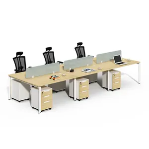 现代办公家具 6 人模块化开放式工作人员办公室工作台带分隔线