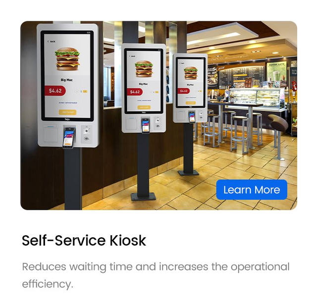 24 Inch Restaurant Touch Screen Display Self Service Kiosk with Floor Stand for Self Service Ordering Scanner and Printer