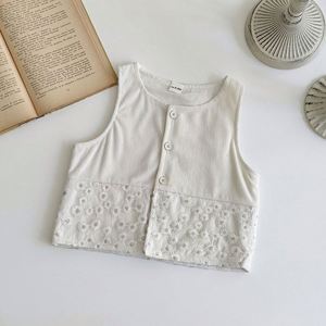 เสื้อคลุมเด็กผู้หญิงสไตล์เกาหลี Korababy ลายดอกไม้ ผ้าตาข่าย ระบายอากาศได้ดี สำหรับฤดูใบไม้ผลิและฤดูใบไม้ร่วง คอกลม น่ารัก ใส่ได้ทุกวัน - Product Image 3