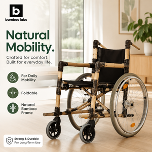 Silla de Ruedas Plegable de Bambú, Duradera, Sostenible, Ligera, Manual, para Hospital, Ancianos, Discapacitados, Impermeable, Ajustable en Altura - Product Image 3
