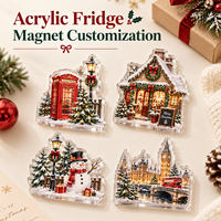Aimants de réfrigérateur personnalisés en acrylique, paysage hivernal, souvenir, vente en gros, fabricant OEM, fournisseur d'usine, cadeaux de vacances, emballage en vrac