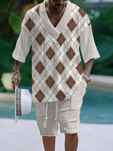 New Jacquard <strong>T</strong>-<strong>Shirt</strong> V-Neck S Rts Cover for Men <strong>3D</strong> Printed Sport Large Size Casual Style Breathable Knitted Weaving for Summer - Product Image 6