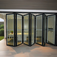 Porte coulissante pliante en accordéon française moderne en alliage d'aluminium à double vitrage imperméable CHANGYI