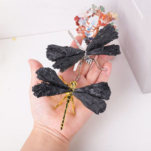 Libélula de turmalina negra de cristal natural al por mayor, Libélula de cristal tallada a mano para regalo de cristal - Product Image 4