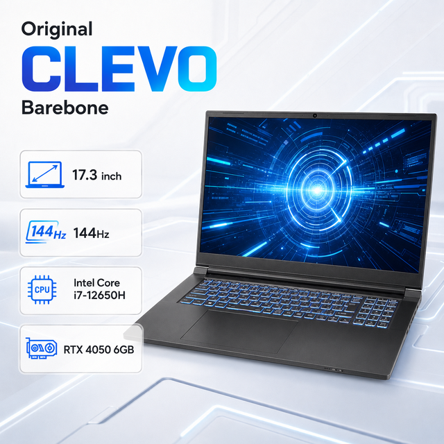 Original CLEVO Barebone Intel I7-12650H 12th-Gen 17.3 Inch 144HZ RTX 4050 6GB DDR5 Backlit English Windows 11 Gaming Laptop