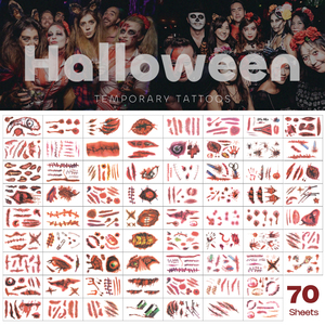 Livraison rapide, 70 autocollants de tatouage temporaire pour le visage, imperméables, à thème Halloween - Product Image 2