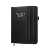 Agenda con espiral A5, impresión del alfabeto inglés, planificador de horarios 26-27, cubierta de cuero, diseño personalizado ecológico, cuaderno de mediado de año
