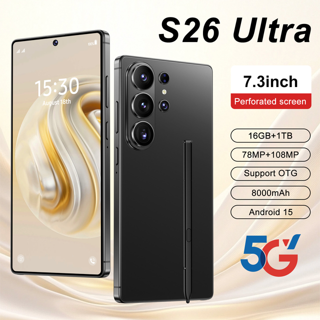 2026 Original S26 Ultra 7.3 Inch 5G Smartphone 16GB+1TB Storage Unlocked Dual Card 72+108MP HD Camera Android 15 Mobilephone