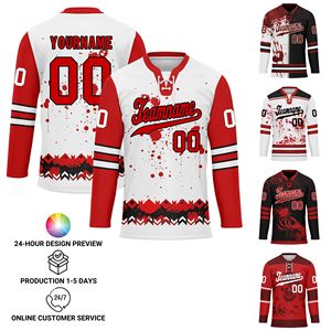 Uniformes de hockey sur glace en gros avec impression à la demande, services OEM/ODM et personnalisation du logo et du nom de l'équipe HCKJ01-2606146-8 - Product Image 2