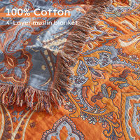 Couverture de lit en jacquard 100 % coton de haute qualité Bailix, motif floral vintage bohème, douce, taille Queen, pour pique-nique, vente en gros
