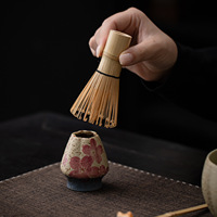 Ensemble bol à matcha en céramique à bord rouge et support pour chasen, style chinois, grande taille, coffret cadeau, accessoires pour le thé