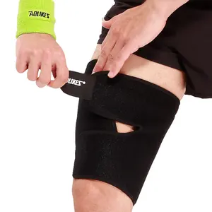 Aolikes Penutup Kompresi Neoprene, Pendukung Paha Kaki Atas Dapat Disesuaikan untuk Dukungan Quad dan Hamstring