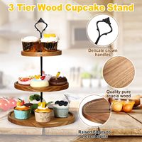 Plateau de service en bois à 3 niveaux, support à cupcakes pour la cuisine, mariage, fête, décoration de desserts, gâteaux, pâtisseries, accessoires de décoration