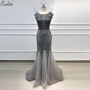 Ruolai OEV-L4279 الفاخرة الثقيلة الديكور مشرقة حورية البحر النساء حزب حفلة موسيقية فستان طويل متواضع فساتين السهرة - Product Image 1