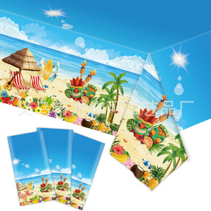 Kit de fête d'été sur le thème hawaïen, nappe jetable, assiettes, gobelets, couverts, fournitures de fête tropicales - Product Image 5