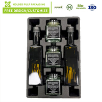 Insert de protection noir personnalisé en pulpe moulée biodégradable pour bouteille d'huile d'olive et ensemble de pots de confiture