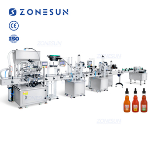 Zonesun ZS-FAL180G5 tự động servo vòi phun chai nước sốt cà chua Ớt hải sản nước sốt dán điền đóng nắp ghi nhãn dây chuyền sản xuất - Product Image 1