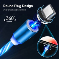 Kabel Data pengisi daya magnetik Led, mikro Tipe C Usb semua dalam 1 3 in 1