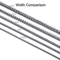 Chaîne en acier inoxydable en gros : Chaîne Chopin, Chaîne queue de renard, Chaîne Singapour, Chaîne à maillons tressés de 3 à 6 mm, plusieurs largeurs, pour collier