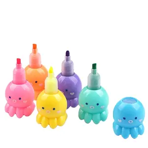 2023 3mm 6 Colors/Box Small Octopus Shape Highlighter for Students