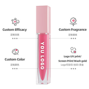 Rouge à Lèvres Crème Hydratant Cerise Personnalisé Marque Privée Brillant à Lèvres Clair avec Brillant à Lèvres Rouge à Paillettes - Product Image 5