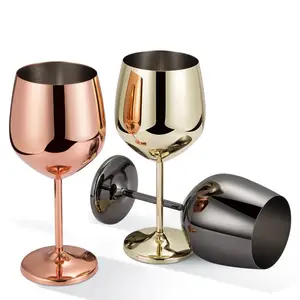 18oz Copper Rose Gold Stem Stainless Steel Wine Glass Wholesale Price Insulated Goblet Cup 550ml Copper Mug