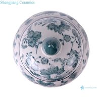 Vase décoratif en porcelaine craquelée à motif floral chinoiserie RXCZ-QD241, urne verte et blanche pour la décoration du salon