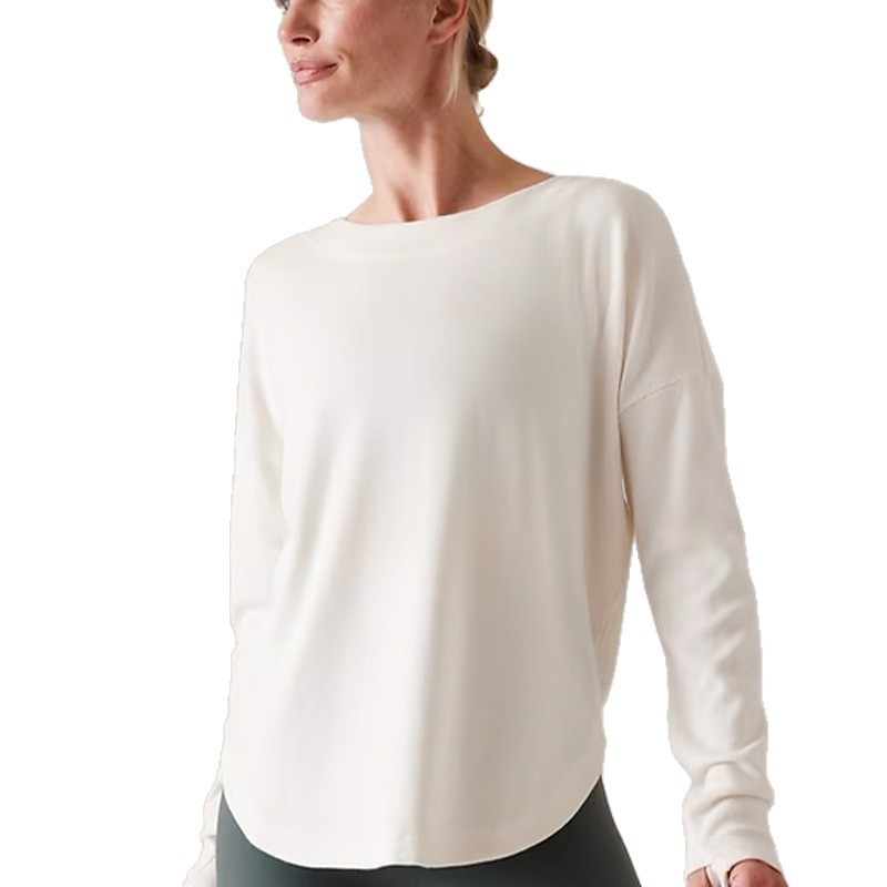 Autumn/Winter New Breathable for Hollow-Out Backless Long-Sleeve Casual Yoga Fitness Top for Women Running Loose-Fitting