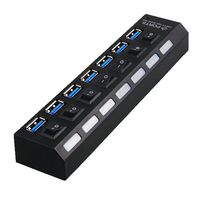 Sakelar Indikator LED Individual 5v Micro 7 Port USB 3.0 Hub untuk Macbook PC Laptop