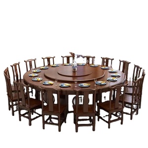 Hiện Đại Tối Giản Rắn Gỗ Tếch Vòng Bàn Ăn Ghế Bàn Turntable Set Cho Nhà Hoặc Khách Sạn Cho Nhà Hàng Sử Dụng - Product Image 1