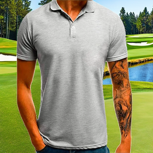 Camisas de Golf de Manga Corta Tejidas al por Mayor, con Botones, Color Sólido, de Alta Calidad, con Logotipo Personalizado con Impresión Digital, Camisas para Hombre 100% Algodón de Secado Rápido - Product Image 2