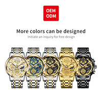 Montre automatique transparente OEM 9947 en alliage, fausse montre mécanique squelette pour hommes, personnalisable avec logo